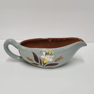 Vintage Floral Gray Ceramic Gravy Boat